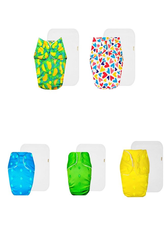 Dumbledo Premium Cloth Diaper with Cotton Insert (Pack of 5) | Soft & Gentle | Breathable | Quick Dry | Designed by Moms | 3 Months - 3 Years | Unisex Baby - Image 1