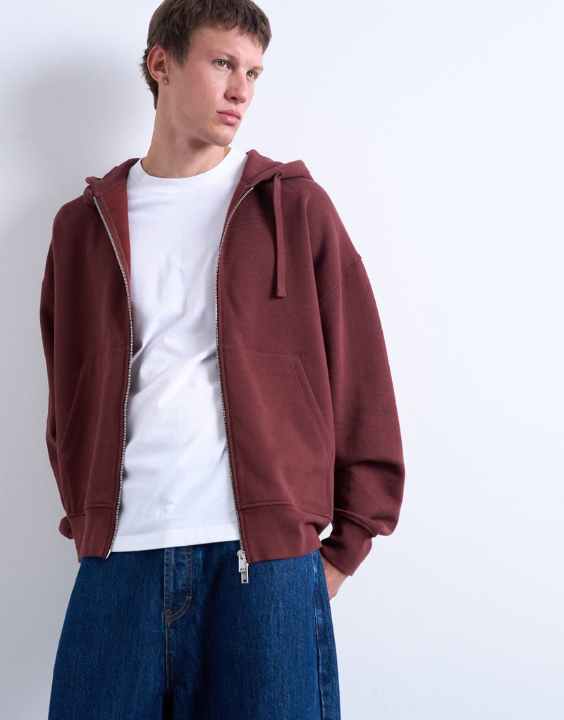 TOPMAN oversized fit zip through hoodie - Image 1