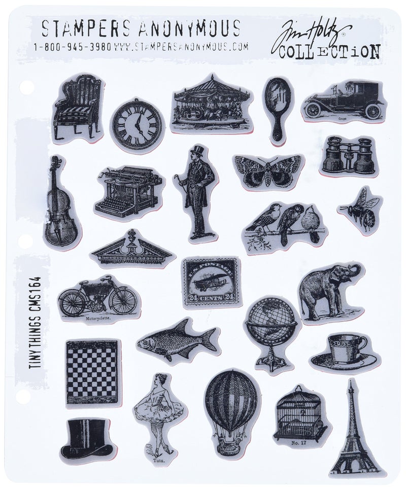 Stampers Anonymous Tim Holtz Cling Rubber Stamp Set, 7 by 8.5-Inch, Tiny Things - Image 5