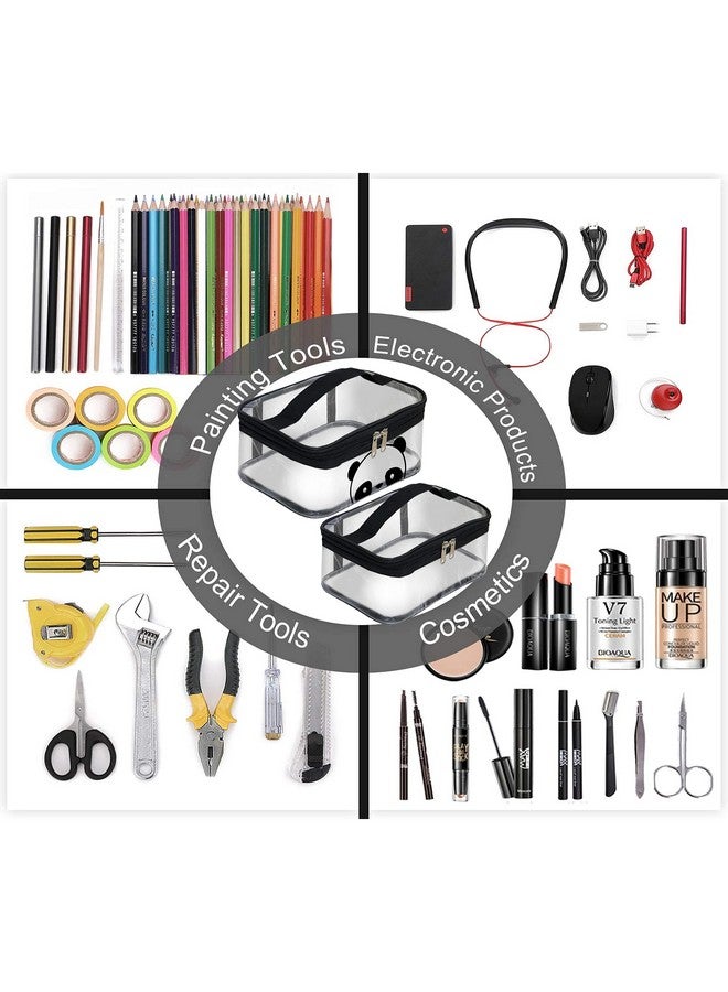 سنديا مجموعتان من حقيبة السفر الشفافة متعددة الأغراض لحمل الأغراض الصغيرة وحقيبة أدوات التجميل وحقيبة تخزين مستحضرات التجميل للنساء وحقيبة تنظيم المكياج وحقيبة أدوات الزينة للرجال (23.5 × 15.5 × 10 سم) - Image 4