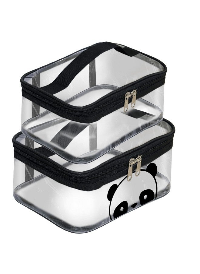 سنديا مجموعتان من حقيبة السفر الشفافة متعددة الأغراض لحمل الأغراض الصغيرة وحقيبة أدوات التجميل وحقيبة تخزين مستحضرات التجميل للنساء وحقيبة تنظيم المكياج وحقيبة أدوات الزينة للرجال (23.5 × 15.5 × 10 سم) - Image 1