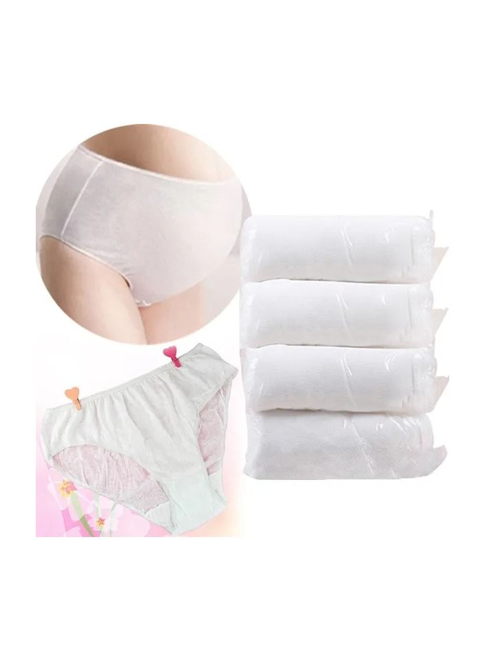 4-Pieces/Bag Once Use Travel Printed Underwear Panties for Women and Men,Disposable Pregnant Postpartum Paper Cotton Briefs - Image 1