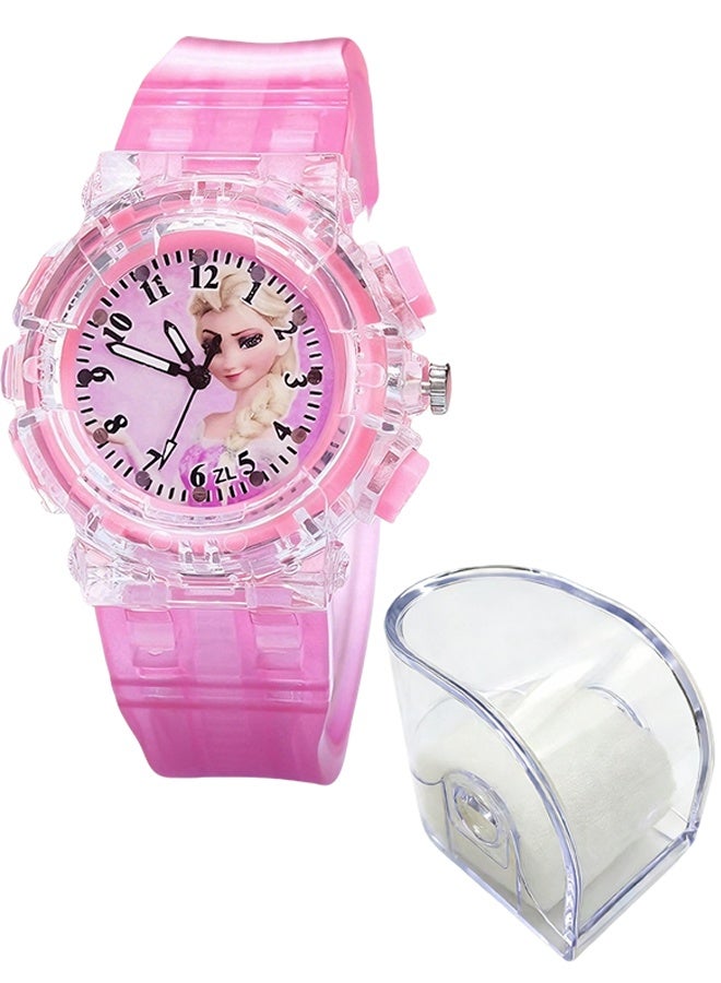 Happy D Frozen Elsa Girls' Watch, Children's Cartoon Digital Watch, Kids' Colorful Glowing Cartoon Quartz Watch with Box - Image 2