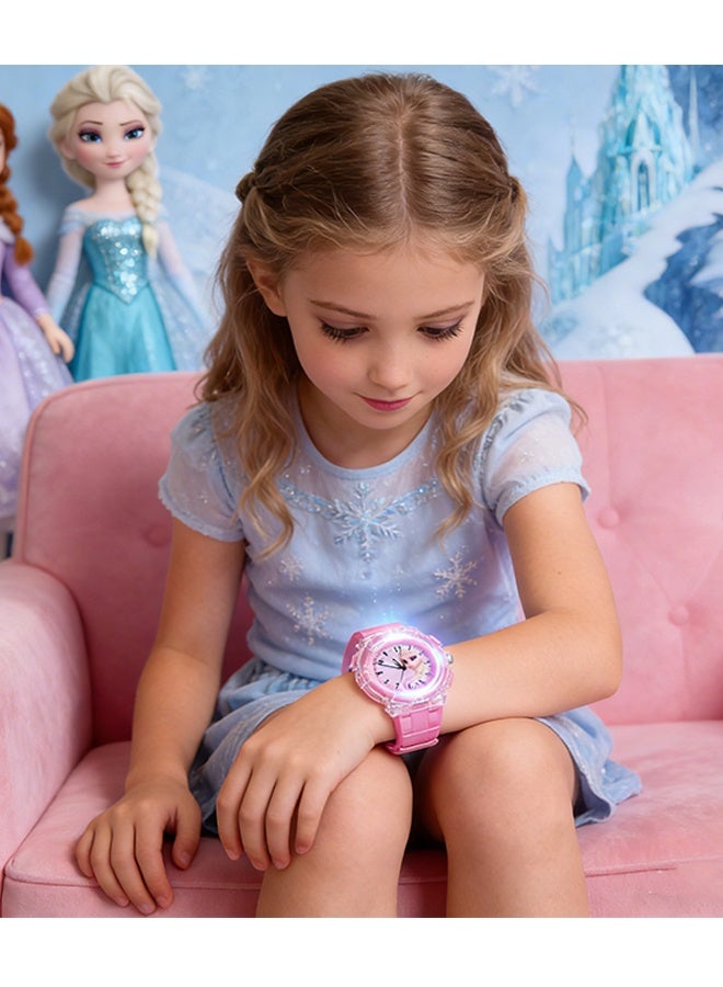 Happy D Frozen Elsa Girls' Watch, Children's Cartoon Digital Watch, Kids' Colorful Glowing Cartoon Quartz Watch with Box - Image 3