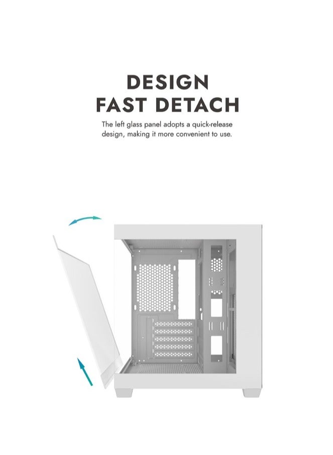 حافظة كمبيوتر الألعاب Aigo Darkflash D275M M-ATX مع 3 مراوح ARGB مثبتة مسبقًا، تصميم عرض بانورامي 270 درجة، يدعم مشعاع يصل إلى 240 مم، USB 3.0، 5 فتحات توسيع - Image 2