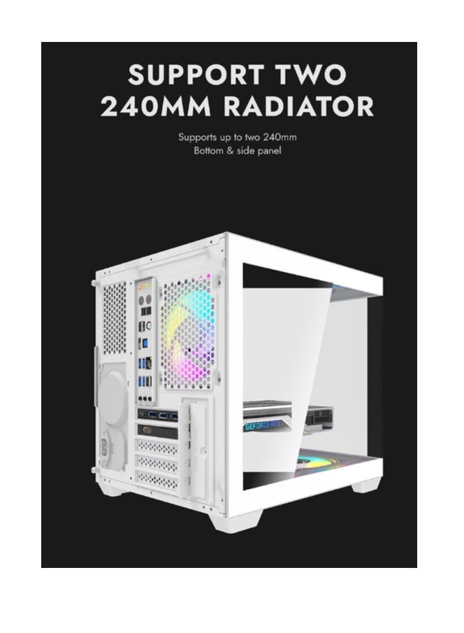 حافظة كمبيوتر الألعاب Aigo Darkflash D275M M-ATX مع 3 مراوح ARGB مثبتة مسبقًا، تصميم عرض بانورامي 270 درجة، يدعم مشعاع يصل إلى 240 مم، USB 3.0، 5 فتحات توسيع - Image 4