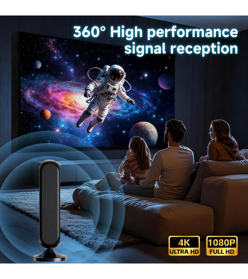 موديل الهوائي D-CX06 لاستقبال البث التلفزيوني عالي الوضوح 4K بمدى يصل إلى 150 ميلاً، للاستخدام الداخلي والخارجي، مع مضخم بزاوية 360 درجة وبطول 17 قدمًا. - Image 3