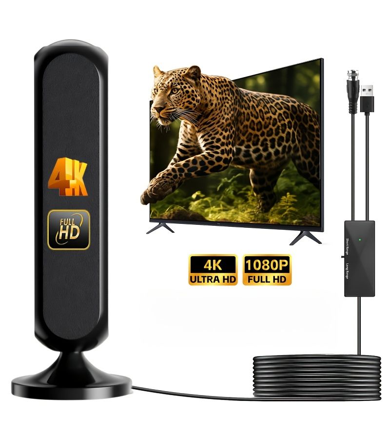 موديل الهوائي D-CX06 لاستقبال البث التلفزيوني عالي الوضوح 4K بمدى يصل إلى 150 ميلاً، للاستخدام الداخلي والخارجي، مع مضخم بزاوية 360 درجة وبطول 17 قدمًا. - Image 5