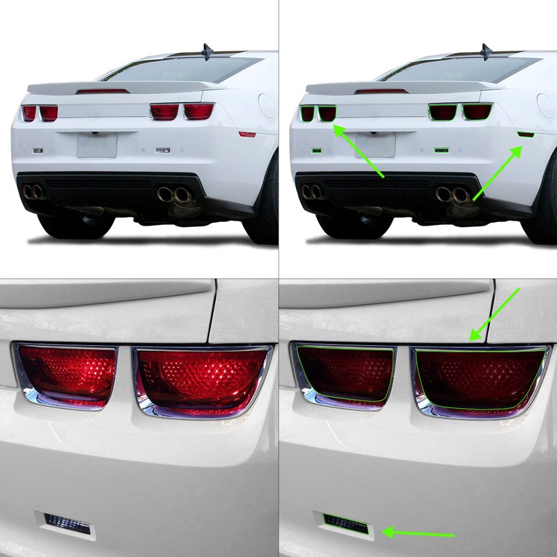 BOGAR TECH DESIGNS Tail Light Reverse Light Side Markers Tint Kit Fits Chevy Camaro 20102013 Dark Smoke