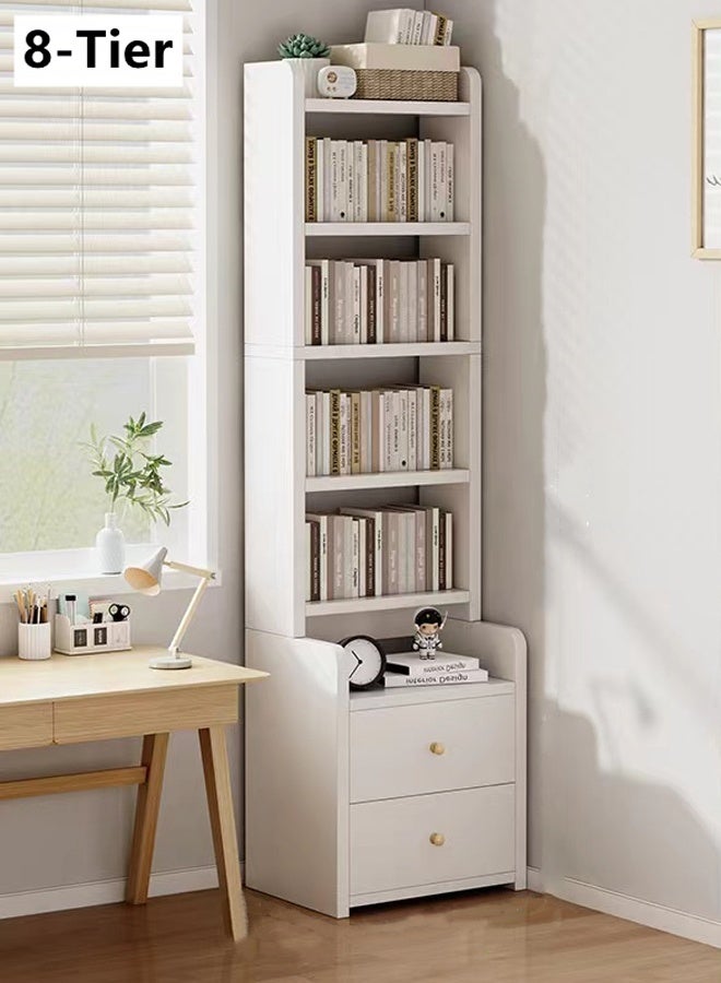 Kutis 8-Tier  Bookcase Storage Rack  Bookshelf  Shelving Display Storage Unit Office Living Room Furniture With 2 Drawer Density Board 40 x 30 x 160 cm. - Image 1