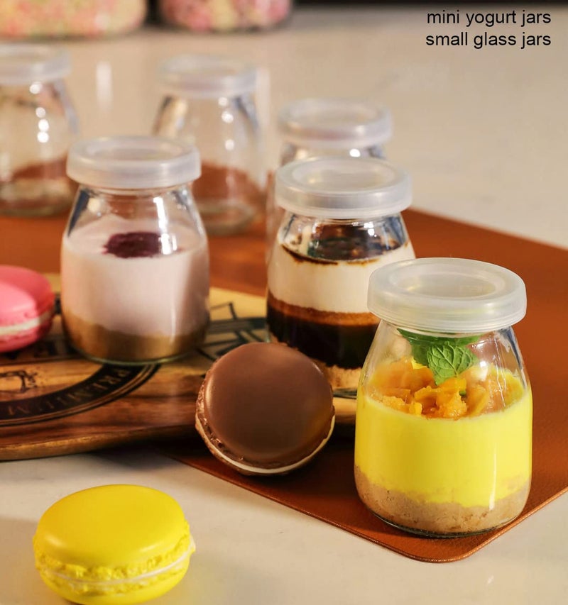 Brezzycloud Glass Jars Yogurt, Set Of 4 Clear Pudding Jar With Lid - Glass Jars Yogurt Maker And Milk, Parfait, Spices And More - Perfect Glass Jar Gift Family And Friends (150Ml, Set Of 4, 10 Cm) - Image 2