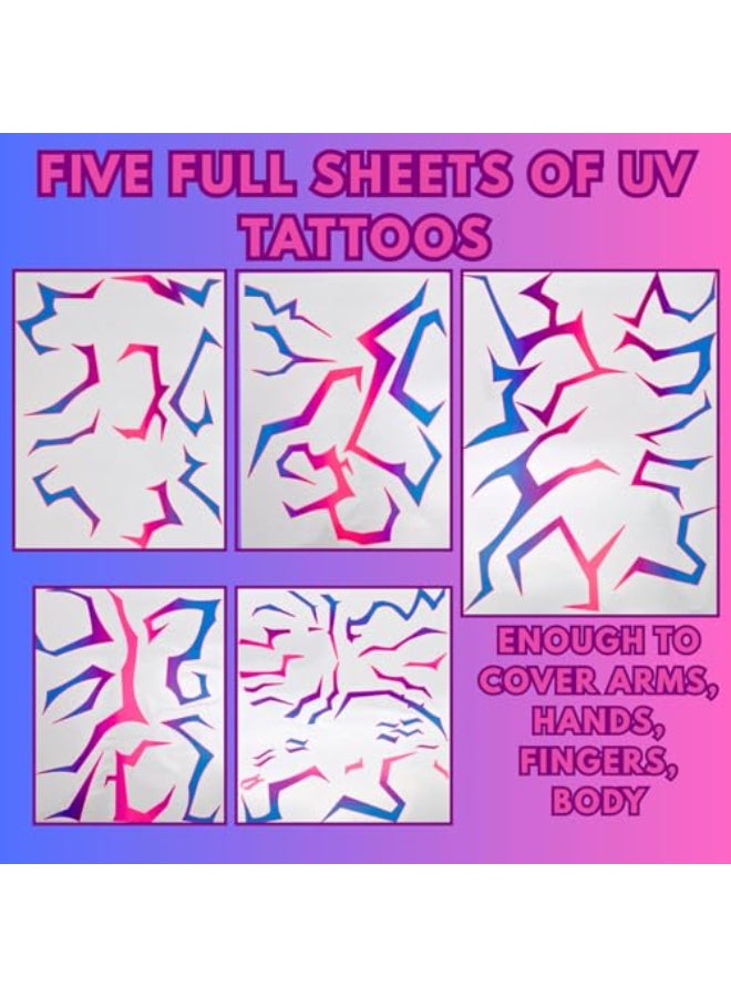 ASVP Shop UV Shine Lightning Patterns Temporary Tattoos Body Tattoo Set for Halloween Cosplay Festivals Dance Parties and Raves - Image 3