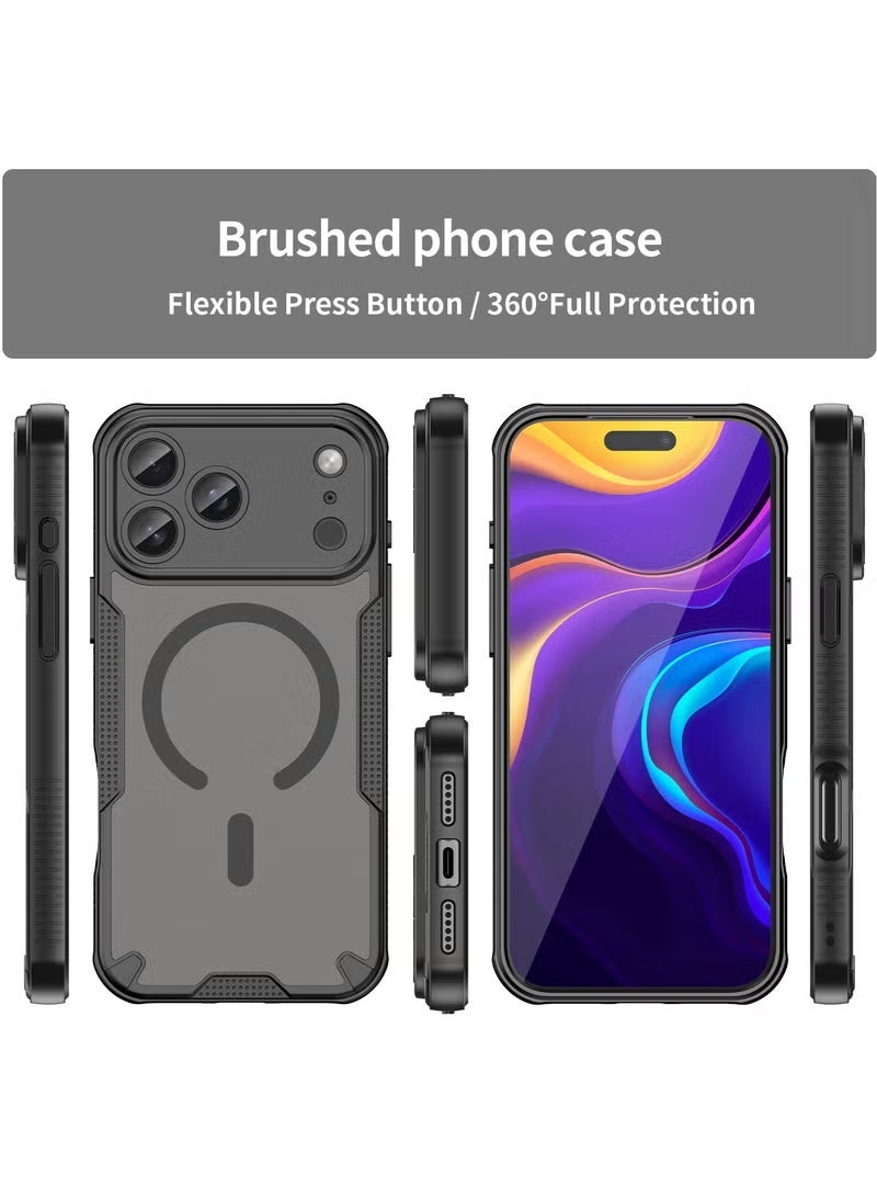غطاء خلفي مغناطيسي MagSafe لهاتف iPhone 17 Pro Max حافظة واقية مقاومة للصفرة والصدمات حافظة هاتف مغناطيسية قوية فائقة النحافة متوافقة مع هاتف Apple iPhone 17 Pro Max (أسود) - Image 4