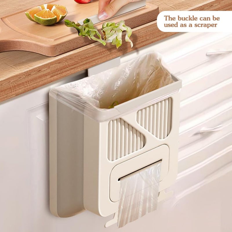PEFWO Hanging Kitchen Trash Can, Collapsible Trash Can for Kitchen, 2.1 Gallon Foldable Waste Bin for Kitchen/Bathroom/Car (White), Pe038-trashcan-White - Image 4