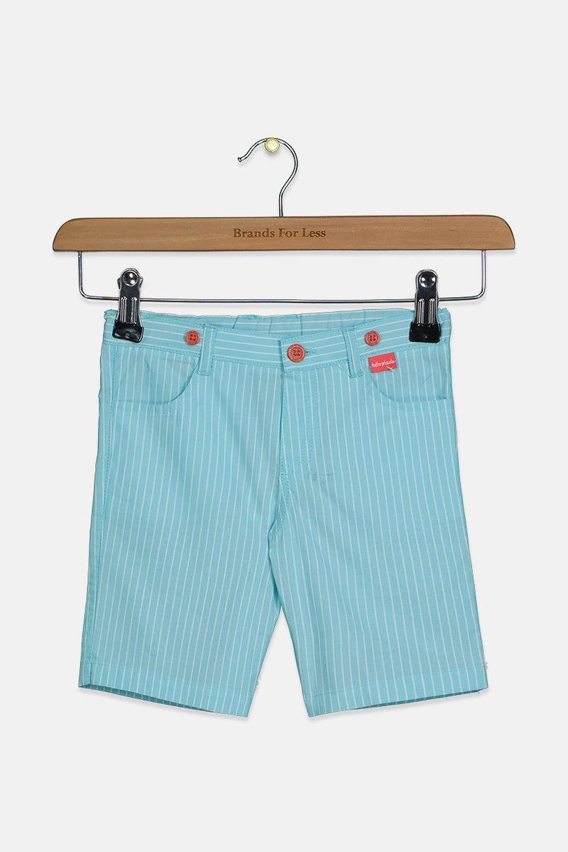 Tutto Piccolo Toddler Girls Striped Shorts, Turquoise - Image 2