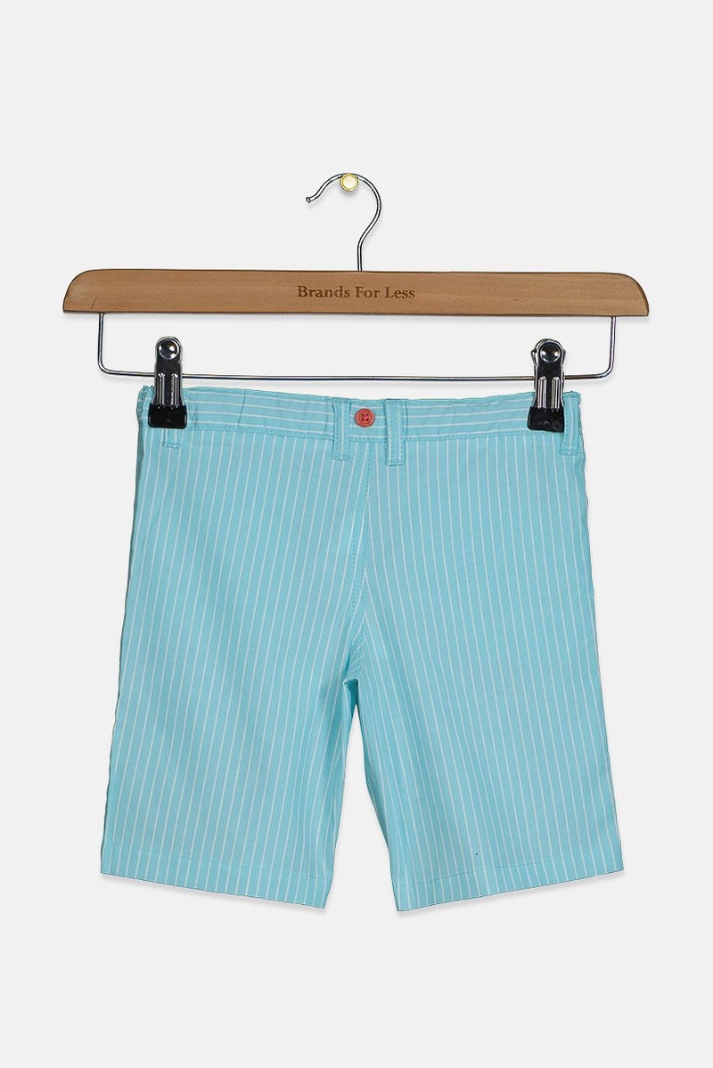 Tutto Piccolo Toddler Girls Striped Shorts, Turquoise - Image 1