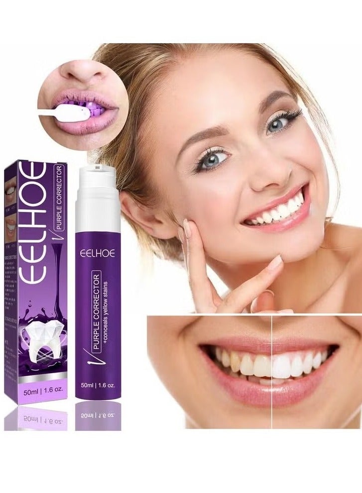 EELHOE Color Corrector Toothpaste 50ml, Tooth Paste for Teeth Whitening, Yellow Teeth Cleaning, Colour Corrector and Effective Stains Removal, Oral Hygiene Care and Health - Image 1