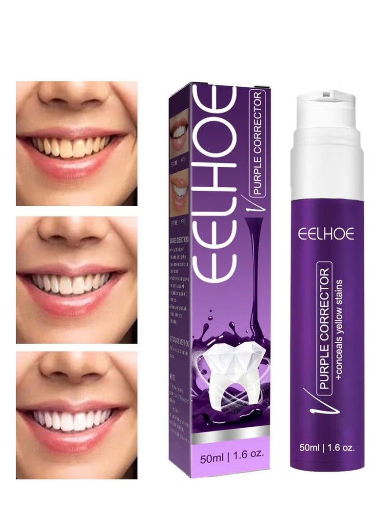 EELHOE Color Corrector Toothpaste 50ml, Tooth Paste for Teeth Whitening, Yellow Teeth Cleaning, Colour Corrector and Effective Stains Removal, Oral Hygiene Care and Health - Image 3