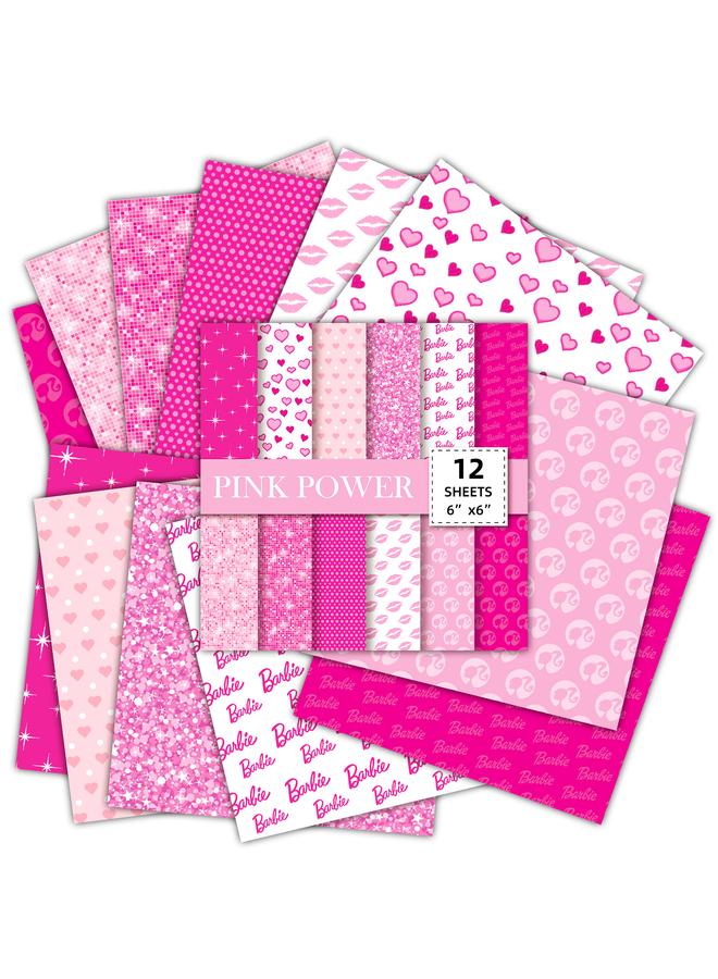 Bluejw 12 Sheets/pack Material Paper Barbie Powder Valentine's Day Hand Account Background Paper Handmade Photo Album Scrapbook Pattern Cardboard - Image 1