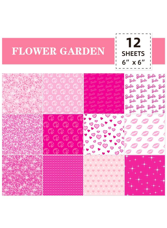 Bluejw 12 Sheets/pack Material Paper Barbie Powder Valentine's Day Hand Account Background Paper Handmade Photo Album Scrapbook Pattern Cardboard - Image 3