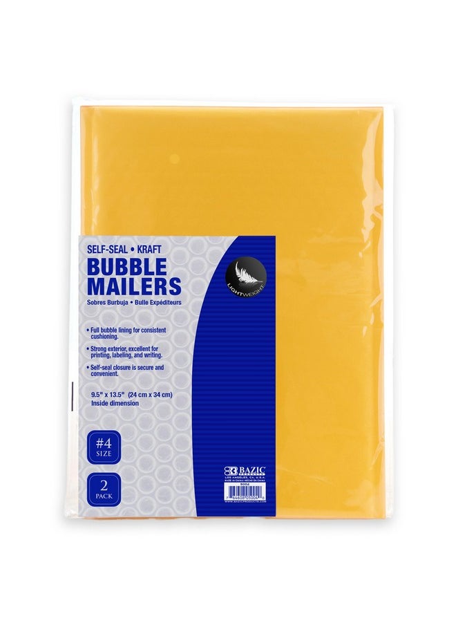 Bazic Products - Bazic Kraft Bubble Mailers 4 9.5X13.5 Self Seal Closure Padded Cushion Envelope Yellow Mailing Shipping Envelopes Paper Bag (2/Pack) 1Pack - Image 1