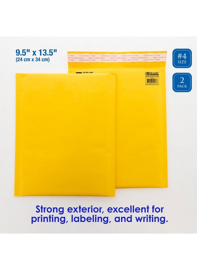 Bazic Products - Bazic Kraft Bubble Mailers 4 9.5X13.5 Self Seal Closure Padded Cushion Envelope Yellow Mailing Shipping Envelopes Paper Bag (2/Pack) 1Pack - Image 1