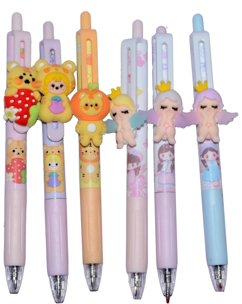 Crackles Cute Ball Points Pens for Students and Kids- Black Ink (Random Design Will be Sent,Pack of 6) - Image 2