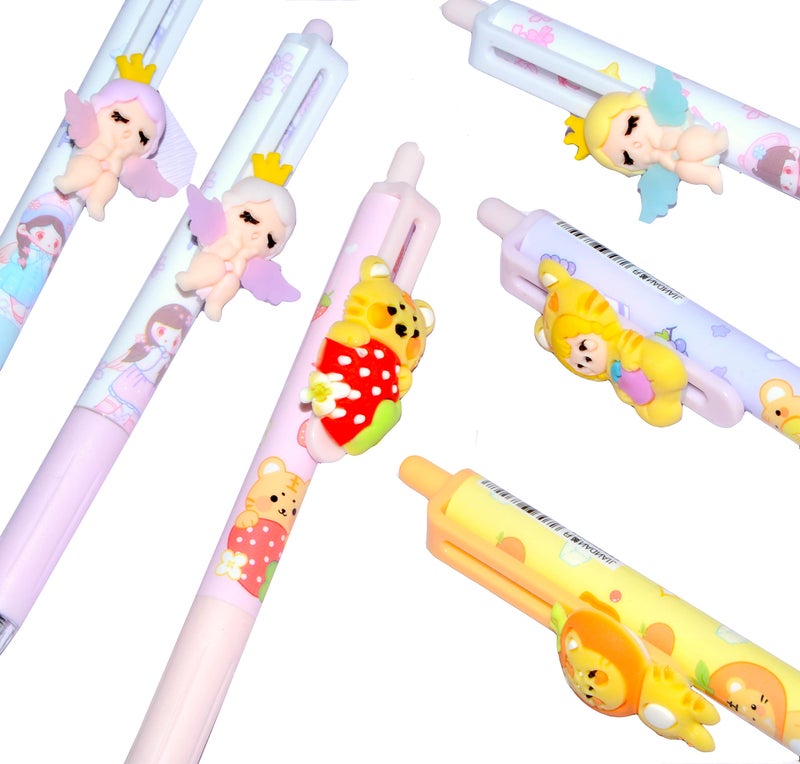 Crackles Cute Ball Points Pens for Students and Kids- Black Ink (Random Design Will be Sent,Pack of 6) - Image 4