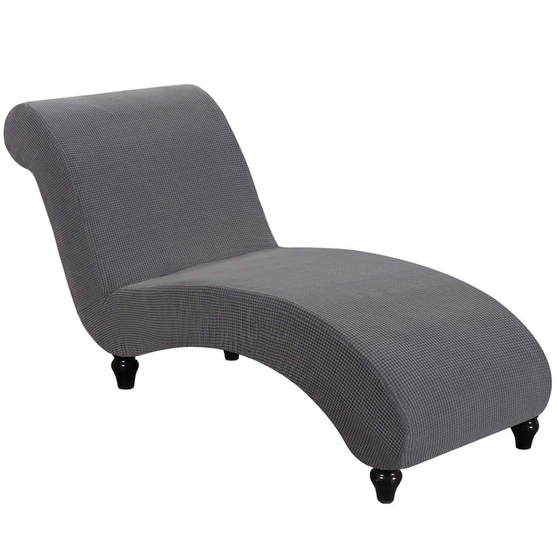 FantasDecor Chaise Lounge Cover Stretch Armless Chair Slipcover for Living Room Indoor Bedroom Soft Jacquard Fabric Machine Washable Grey