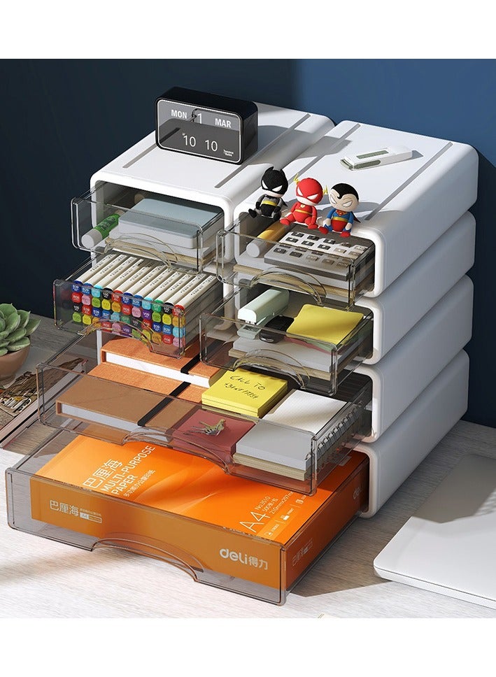 CityRiya-Long Desk Organizers and Storage, Desktop Organizer, Pen Holder, Desk Storage Box, Office Paper File Rack Holder, Makeup Organizer, Cosmetic Storage Case, Stationery Supplies Storage Rack for Home/Office/School - Image 4