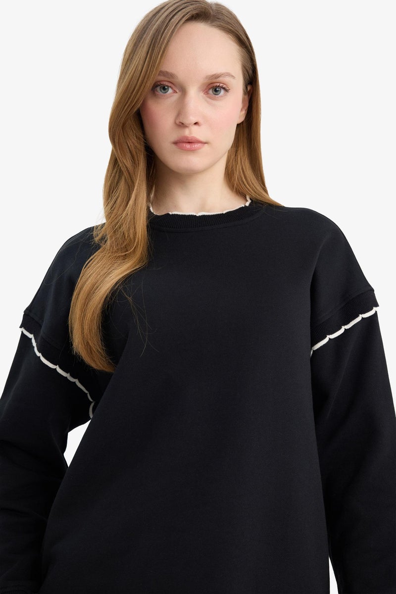 DeFacto Black Woman 100% Cotton Regular Fit Sweatshirt Tunic Casual - Image 4