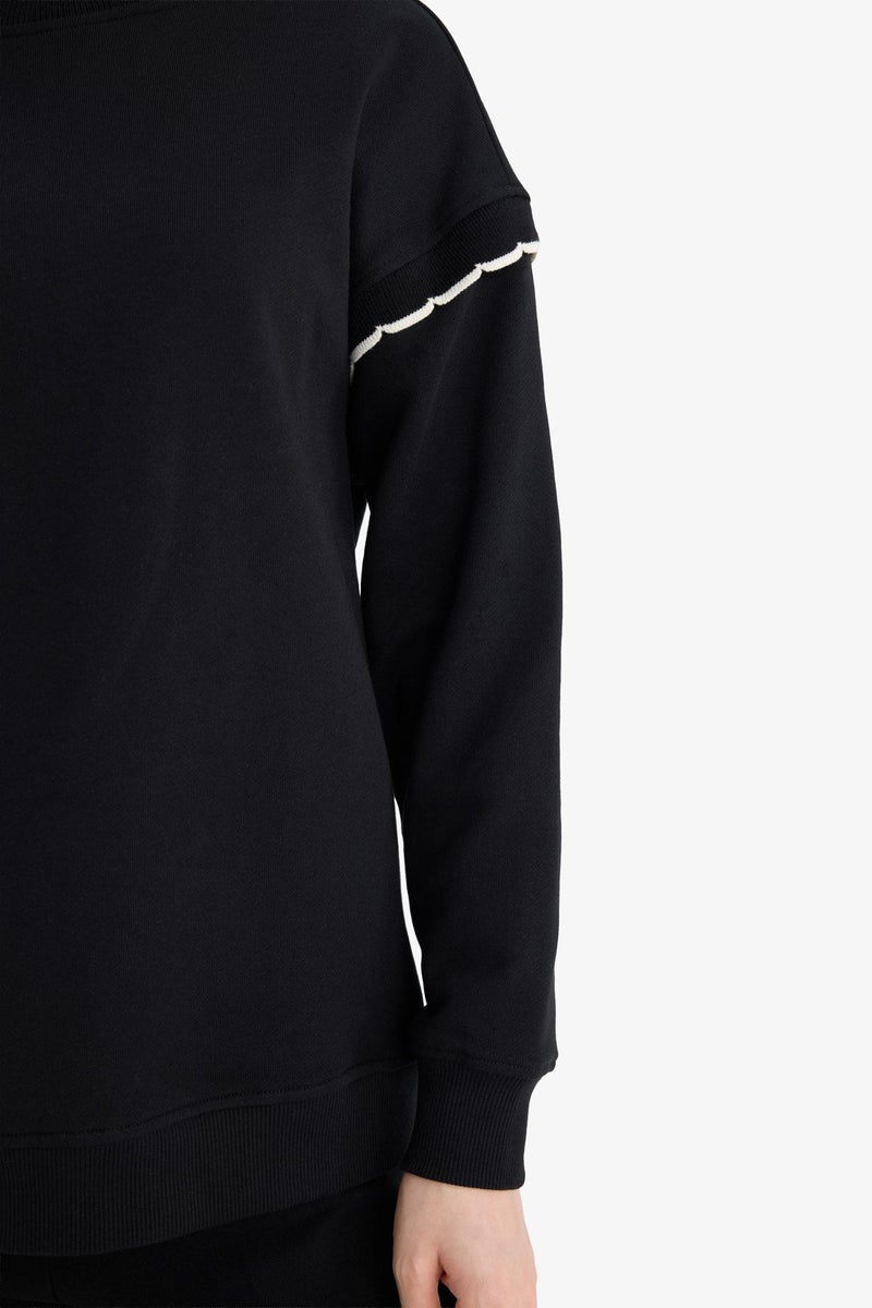 DeFacto Black Woman 100% Cotton Regular Fit Sweatshirt Tunic Casual - Image 5