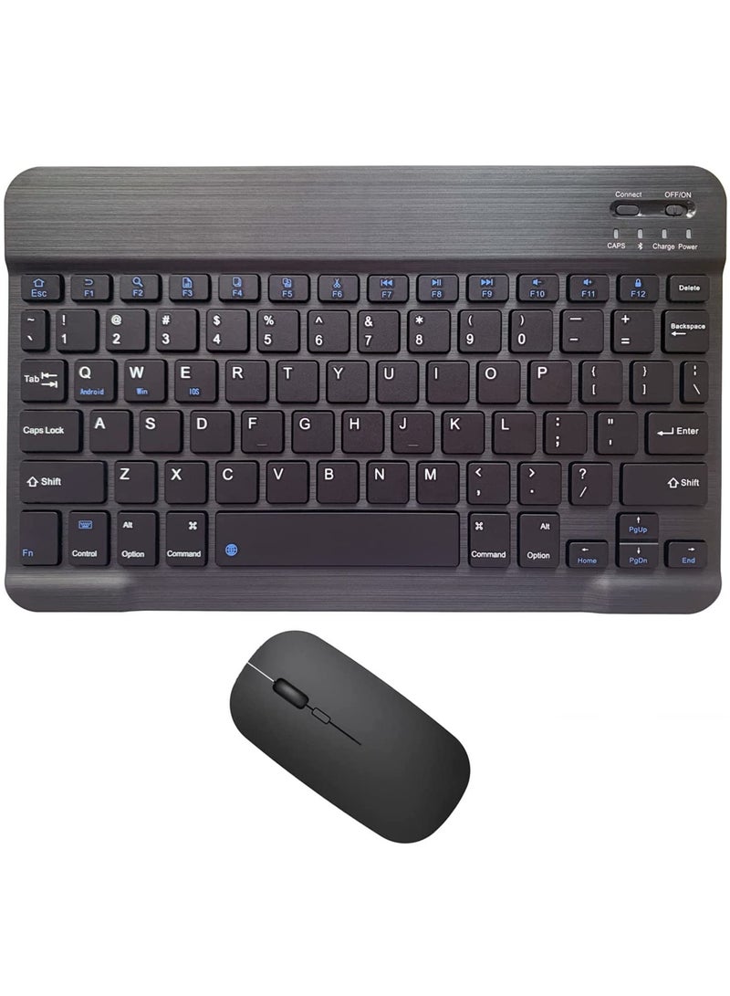 Rechargeable Bluetooth Keyboard and Mouse Combo Ultra-Slim Portable Compact Wireless Mouse Keyboard Set for Android Windows Tablet Cell Phone iPhone iPad Pro Air Mini, iPad OS/iOS 13 and above (Black) - Image 1