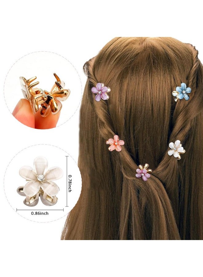 KARDIFF 10 Pcs Gradient Multicolor Resin Pearl Mini Claw Metal Clips Flower Design Small Clutcher with Rhinestone Barrettes Hair Accessories for Women and Girls Multicolor - Image 4