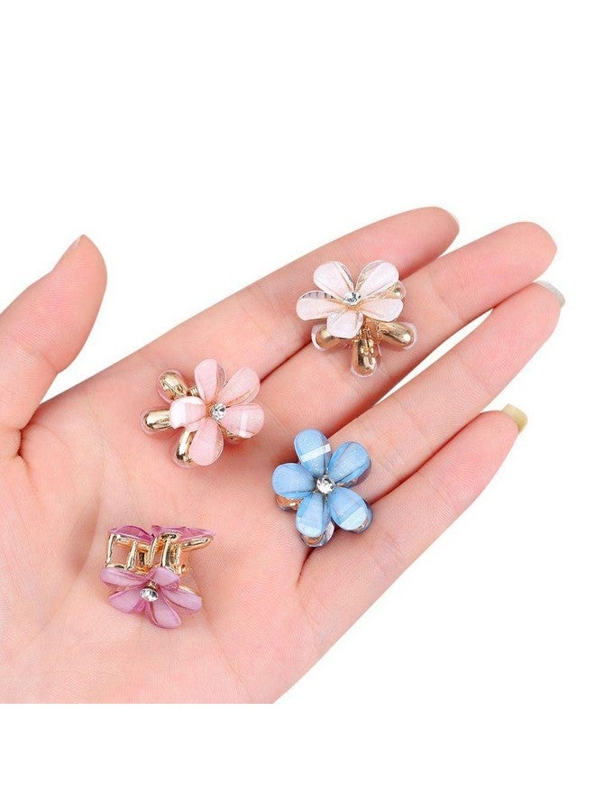 KARDIFF 10 Pcs Gradient Multicolor Resin Pearl Mini Claw Metal Clips Flower Design Small Clutcher with Rhinestone Barrettes Hair Accessories for Women and Girls Multicolor - Image 2