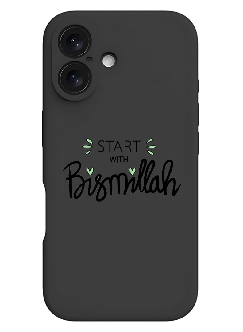 Theodor Protective Slim Fit Case Liquid Silicone Cover with Full Body Protection Anti-Scratch Shockproof Case For Apple iPhone 17 (Black) Start with Bismillah Black - Image 1