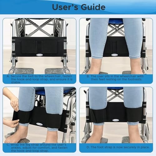 KosmoCare Wheelchair Foot Strap| Adjustable Leg Support for Wheelchair| Restraints foot and Prevents from Sliding| Safety leg strap for Seniors and physically disabled | Wheel Chair Accessories| Black - Image 5