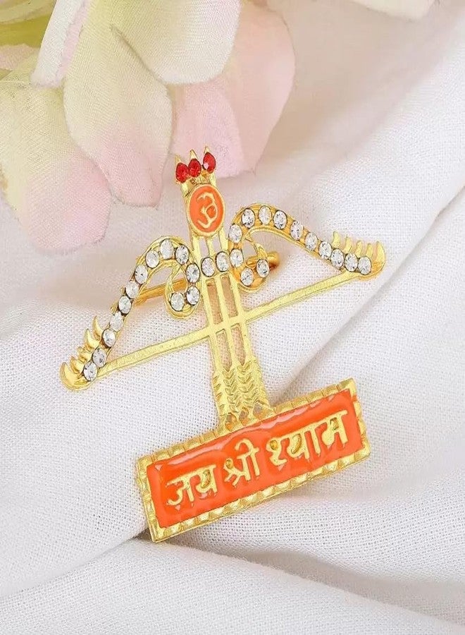 Adhvik للجنسين معدن الماس Nug منقوش/مرصع Hare Ka Sahara Baba Khatu Shyam Hamara Lord Jai Shree Shyam Ji Teen Baan Dhanush طية صدر السترة دبوس بروش لحفلات الزفاف والحفلات والوظائف - Image 2