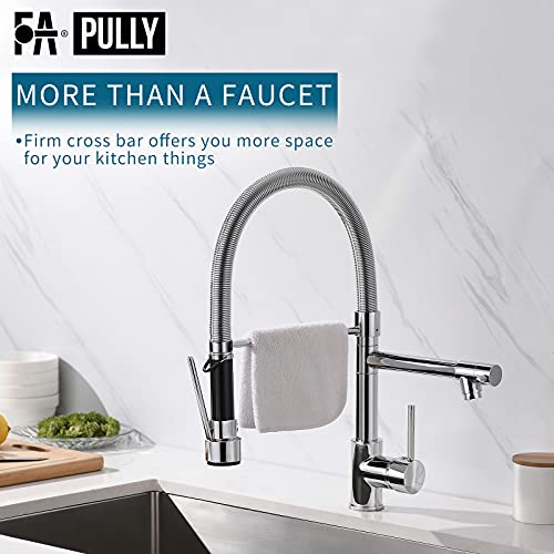 Fapully Chrome Faucet for Kitchen Sink,Kitchen Faucets with Pull Down Sprayer,Commercial Single Handle Kitchen Faucet - Image 2