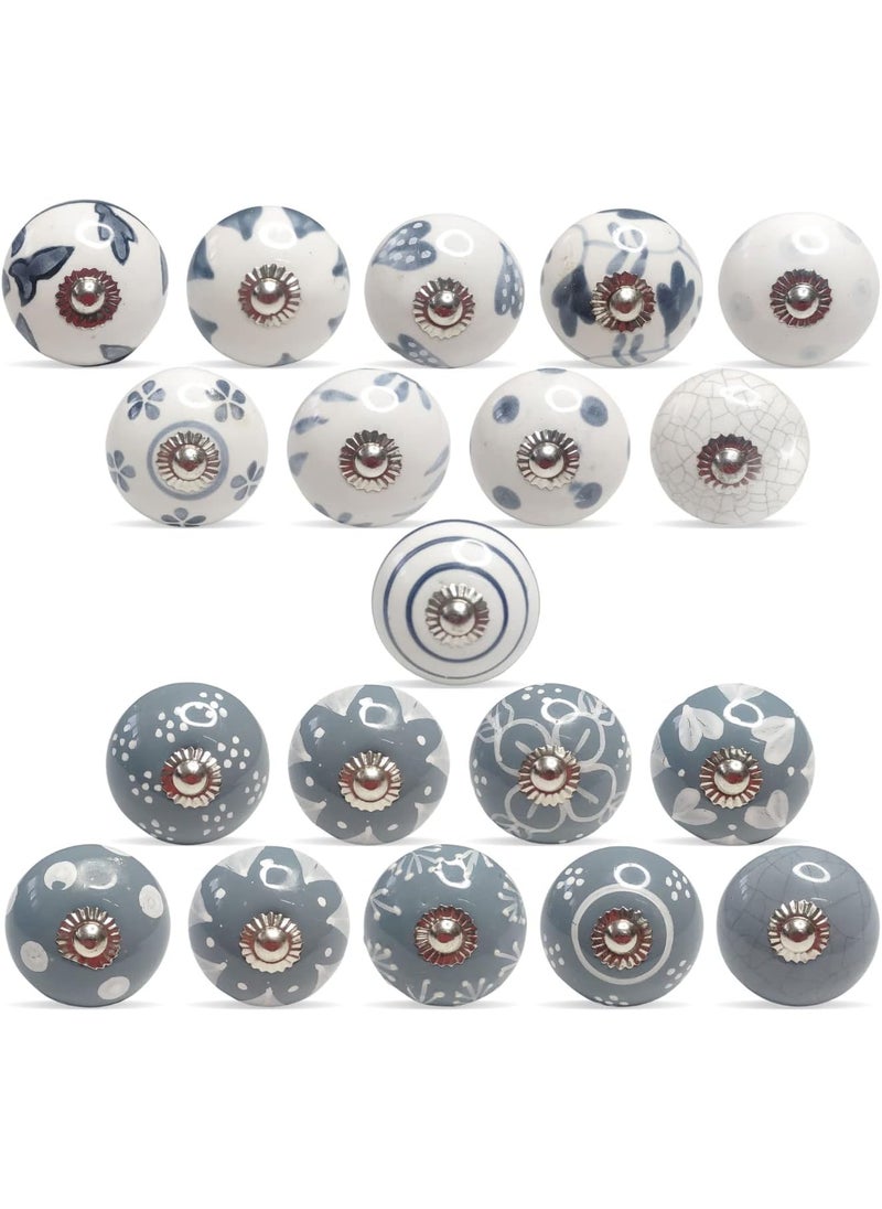 Hashcart Hashcart Ceramic Cabinet Knob  20 Pcs of Unique Round Dresser Knobs Knobs for Cabinets and Drawers Perfect Drawer Knobs for Home  Office 2 Colored Kitchen Cabinet Knob  - Image 1