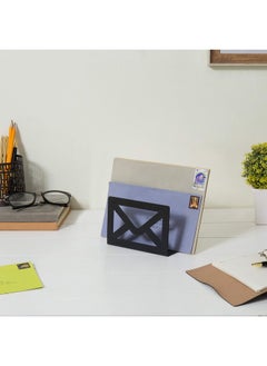 MyGift Black Metal Desktop Mail Holder With Cutout Envelope Design Home And Office Desk Letter Organizer  - Image 3