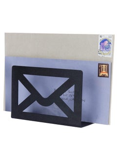 MyGift Black Metal Desktop Mail Holder With Cutout Envelope Design Home And Office Desk Letter Organizer  - Image 1
