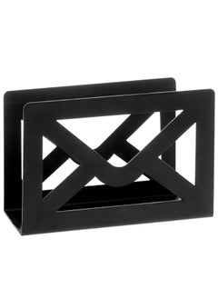 MyGift Black Metal Desktop Mail Holder With Cutout Envelope Design Home And Office Desk Letter Organizer  - Image 5