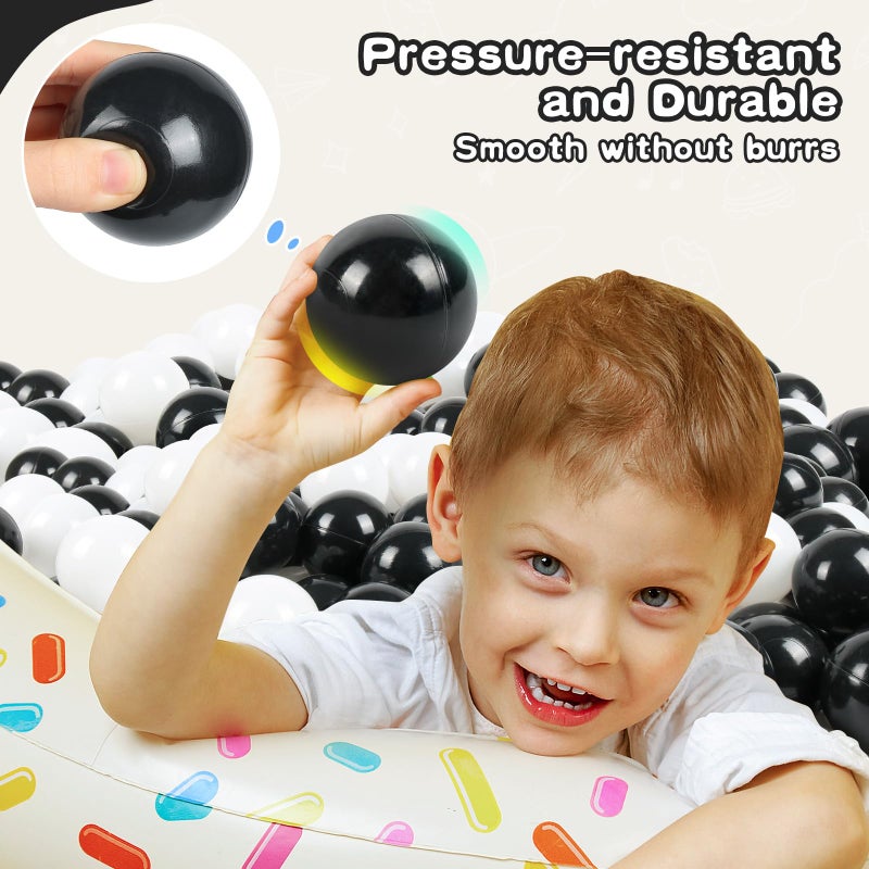 TRENDBOX Ball Pit Balls 100 - Macaron Colors Balls for Ball Pit, Play Tent Baby Playhouse Pool Birthday Party Decoration (F-Black&White) - Image 5