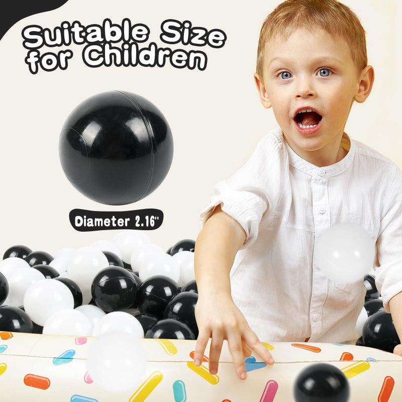 TRENDBOX Ball Pit Balls 100 - Macaron Colors Balls for Ball Pit, Play Tent Baby Playhouse Pool Birthday Party Decoration (F-Black&White) - Image 3