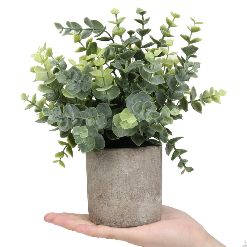 Flojery Mini Potted Plants Artificial Eucalyptus Boxwood Rosemary Faux Herbs Small House Plants 8.3"-9" Tall for Indoor Greenery Tabletop DÃ©cor Centerpiece (Sprayed Eucalyptus) - Image 2