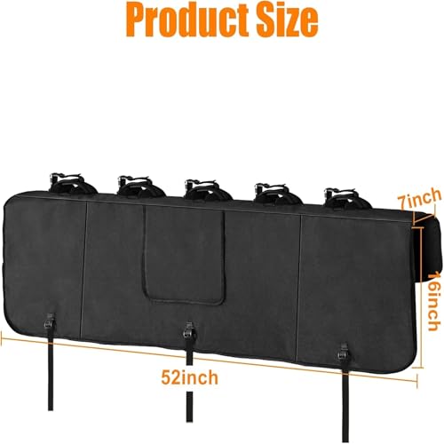 WALMANN 52" Wide Tailgate Pad for Bikes, Holds Up to 5 Bikes Pickup Truck Tailgate Bike Pad with 2 Tool Pockets - Image 5