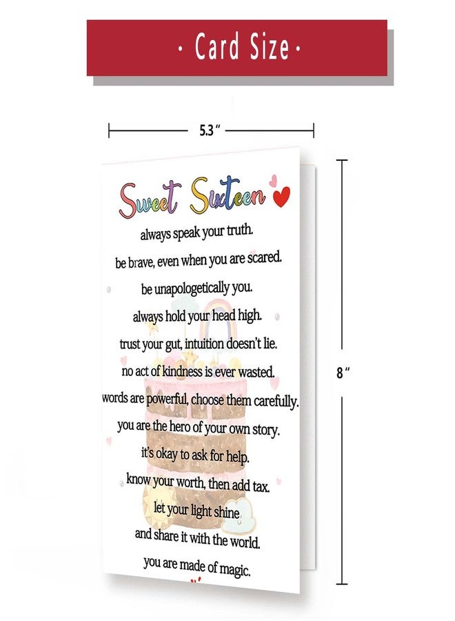 MQMRYeto Sweet 16th Birthday Card Gifts for Women Men or Girl, Lovely 16 Year Old Greeting Card for Him Her, Happy Sixteen Birthday Gifts Idea for Son Daughter or Granddaughter Grandson - Image 2