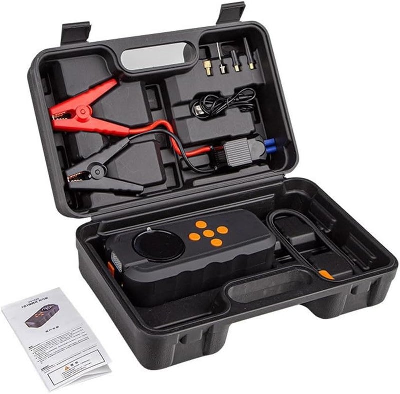 Jump Starter, Power Pack Jump Start Battery Pack for Car Motorcycle E-bikes, Quick Inflation Pump, Tire Pressure Monitor 12V LED Full Screen Display - Image 1