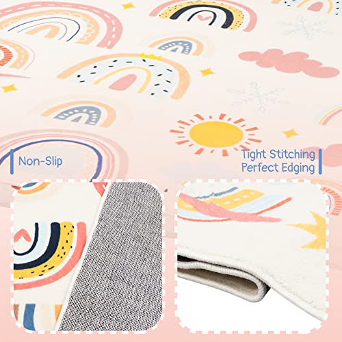 LTKOUGFAM Soft Kids Area Rug, Large Washable Space Mat, Non-Slip Cute Rainbow Weather Baby Crawling Floor Mat for Living Room Playroom Classroom Bathroom (59" x 39" S) - Image 4